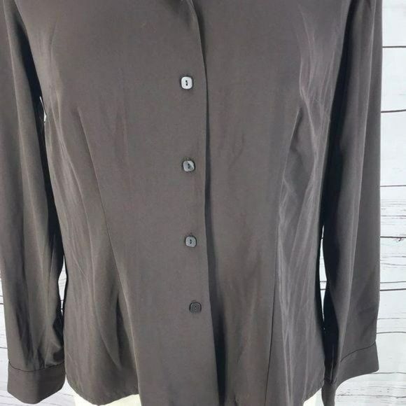 Laura Scott Women's 80/90 Business Work Brown Button Down Size 8 Blouse - Picture 6 of 8